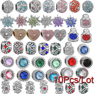 10Pcs Crystal Birthstone Charms Beads for Bracelets Necklace