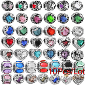 10Pcs/Lot Crystal Butterfly Heart Charms Beads Pendant For Jewelry