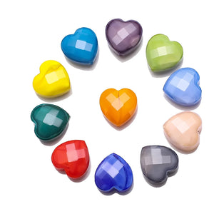 10Pcs Crystal Heart Beads 16MM Faceted Glass Stone Pendant DIY Charms