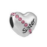 10Pcs Crystal SISTER Flower Charms Beads for Bracelets Necklace