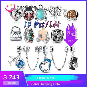10Pcs/Lot Diy Cartoon Snail Cat Car Monogram Pendant Beaded Making Charms