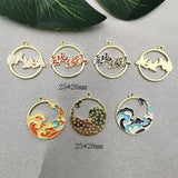10Pcs Alloy Drop Oil Round Pendant Earrings