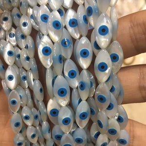 10Pcs Evils Eye Natural Mother of Pearl Shell Beads DIY Jewelry Finding