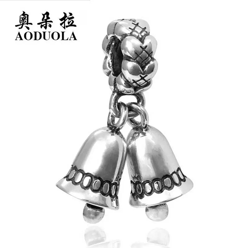 10Pcs/Lot Christmas Double Bells Alloy Charms DIY Jewelry Making