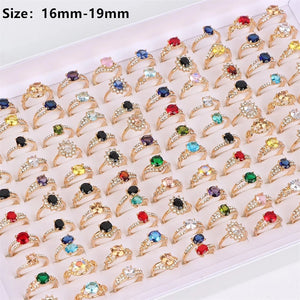 10Pcs Classic Zircon Rhinestone Tail Finger Rings for Women