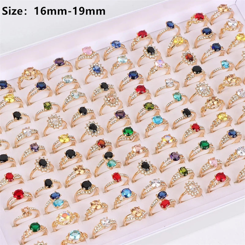 10Pcs Classic Zircon Rhinestone Tail Finger Rings for Women