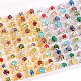10Pcs Classic Zircon Rhinestone Tail Finger Rings for Women