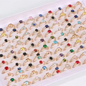 10Pcs Classic Zircon Rhinestone Tail Finger Rings for Women