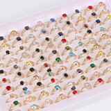 10Pcs Classic Zircon Rhinestone Tail Finger Rings for Women