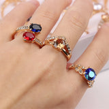10Pcs Classic Zircon Rhinestone Tail Finger Rings for Women