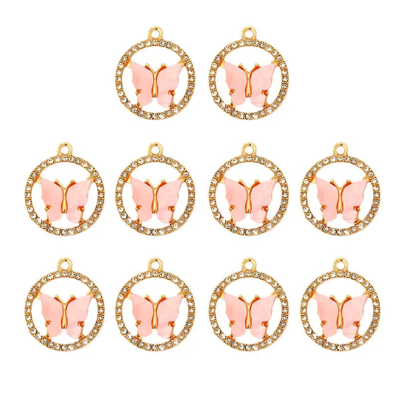 10Pcs Butterfly Crystal Charms for DIY Earrings Necklaces
