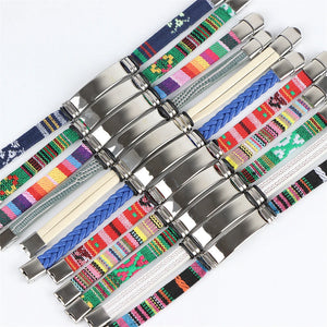 10Pcs Mixed Style Stainless Steel Bracelet For Men Women