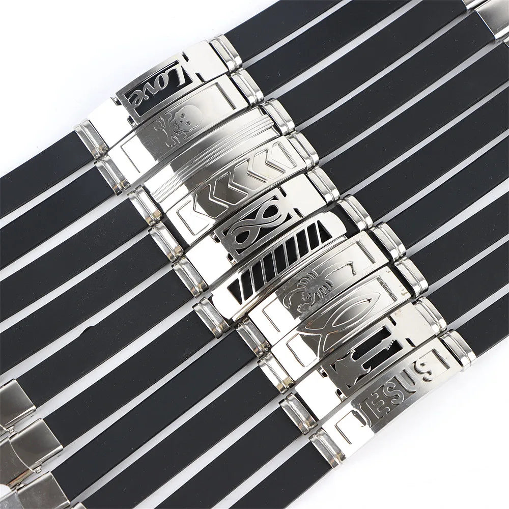 10Pcs Mixed Style Stainless Steel Bracelet For Men Women