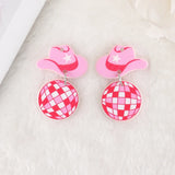 10Pcs/Lot Pink Cowboy Hat Boots Charms for DIY Jewelry