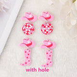 10Pcs/Lot Pink Cowboy Hat Boots Charms for DIY Jewelry