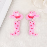 10Pcs/Lot Pink Cowboy Hat Boots Charms for DIY Jewelry