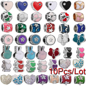 10Pcs High Heart Star Charms Beads Pendant, Bracelet Necklace Jewelry Making