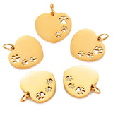 10Pcs/Lot Paw Heart Charms Stainless Steel Pendant For Jewelry Making