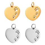 10Pcs/Lot Paw Heart Charms Stainless Steel Pendant For Jewelry Making