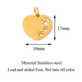 10Pcs/Lot Paw Heart Charms Stainless Steel Pendant For Jewelry Making