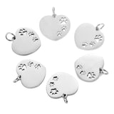 10Pcs/Lot Paw Heart Charms Stainless Steel Pendant For Jewelry Making