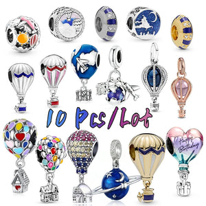 10Pcs Hot Air Balloon Series House Pendant Jewelry Making