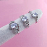 10Pcs Silver Crystal Zircon Rings Women Wedding Engagement Ring Bulk
