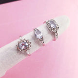 10Pcs Silver Crystal Zircon Rings Women Wedding Engagement Ring Bulk