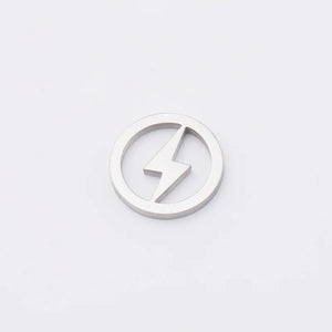 10Pcs Stainless Steel Lightning Charms Pendants 12mm Round Mirror Polish