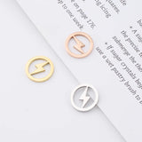 10Pcs Stainless Steel Lightning Charms Pendants 12mm Round Mirror Polish