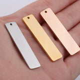10Pcs Mirror Polish Stainless Steel Charms Rectangle Blank for DIY Necklace