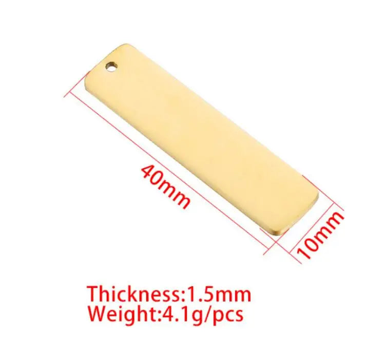 10Pcs Mirror Polish Stainless Steel Charms Rectangle Blank for DIY Necklace