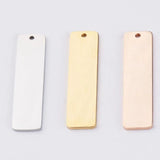 10Pcs Mirror Polish Stainless Steel Charms Rectangle Blank for DIY Necklace