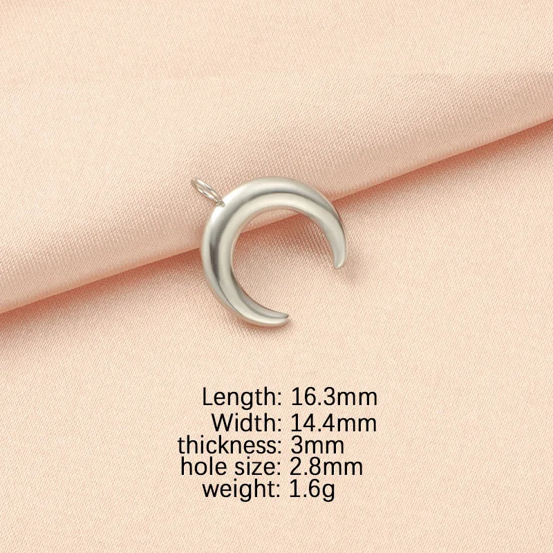 10Pcs Stainless Steel Crescent Moon Charms Pendants DIY Jewelry Making