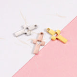 10Pcs Mirror Polish Stainless Steel Heart Cross Pendant Charms