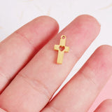 10Pcs Mirror Polish Stainless Steel Heart Cross Pendant Charms