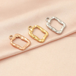 10Pcs Mirror Polished Stainless Steel Square Picture Frame Charms