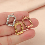 10Pcs Mirror Polished Stainless Steel Square Picture Frame Charms