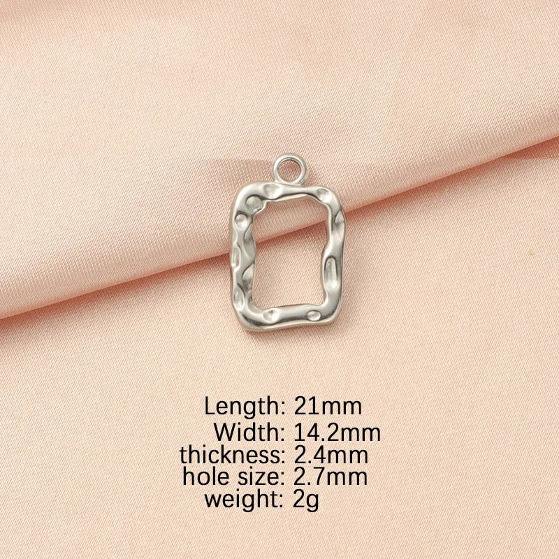 10Pcs Mirror Polished Stainless Steel Square Picture Frame Charms