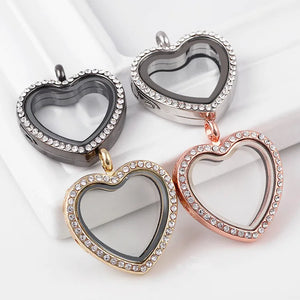 10Pcs Heart Glass Living Locket Pendant Floating Medaillon Couple Jewelry