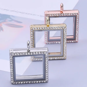 10Pcs Mix Colors Square Screw Memory Locket Pendant DIY Jewelry Accessories