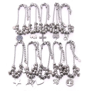 10Pcs Mixed Stainless Steel Bracelets Women Party Gift Charm Jewelry
