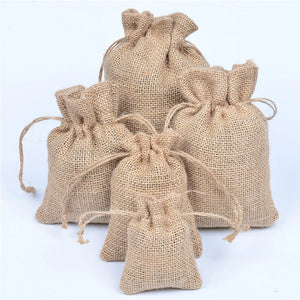 10Pcs/Lot Multi-size Gunny Cloth Drawstring Pouches Bamboo Charcoal Bags