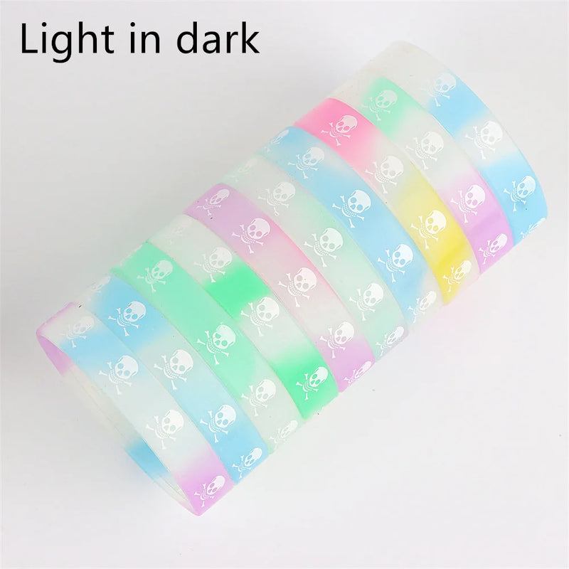 10Pcs Mix Color Luminous Heart Silicone Bracelets Rubber Wristband