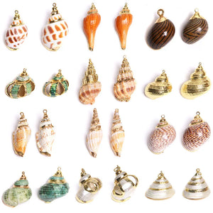 10Pcs Natural Conch Cowrie Pendant Ocean Charm DIY Craft