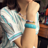 10Pcs Natural Stone Beads Bracelet Aquamarines Jades Agates Bangle Bracelets