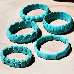 10Pcs Natural Stone Beads Bracelet Aquamarines Jades Agates Bangle Bracelets