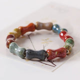 10Pcs/Lot Natural Stone Ceramic Bracelet Women's Drum Shaped Jade Bead Bracelet