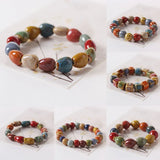 10Pcs/Lot Natural Stone Ceramic Bracelet Women's Drum Shaped Jade Bead Bracelet