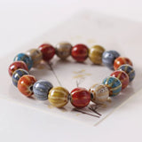 10Pcs/Lot Natural Stone Ceramic Bracelet Women's Drum Shaped Jade Bead Bracelet